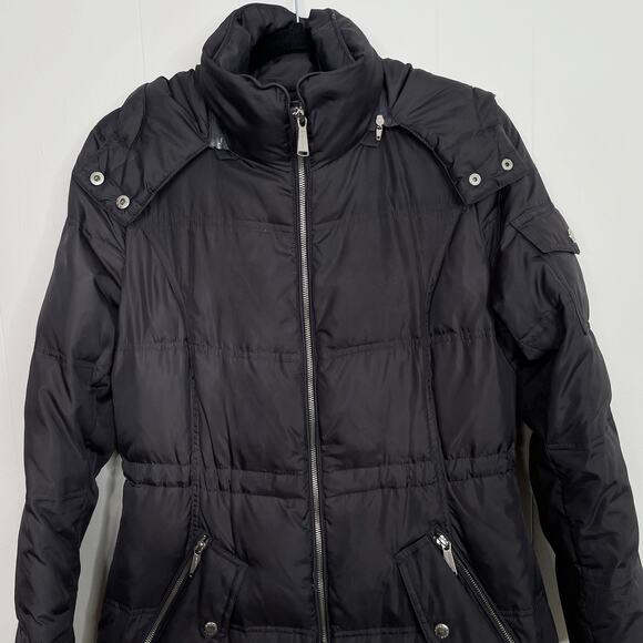 Michael Michael Kors Quilted Parka Jacket XSmall XS Hooded Charcoal Gray Womens - Picture 3 of 11